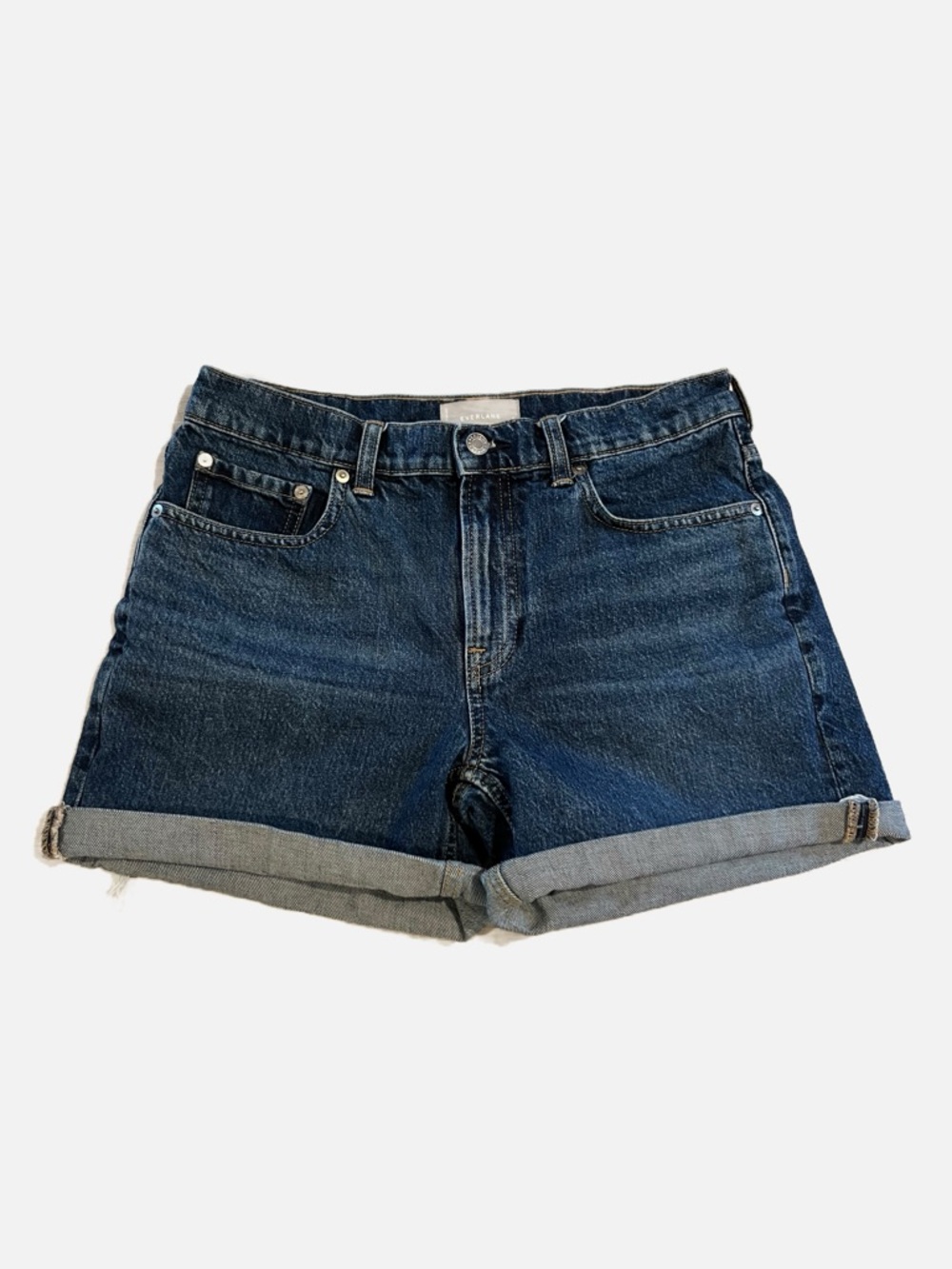 Everlane Classic Dark Blue Denim Cutoff Rolled Comfortable Women's Shorts 28